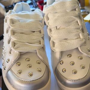 Cape Robbin White and Silver Studded Sneakers